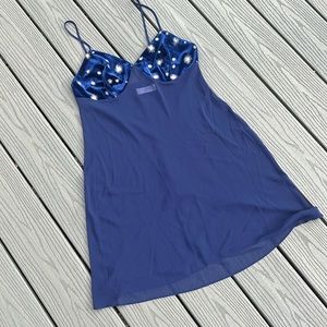 Navy Blue Chemise with Sparkle and Sheer Body